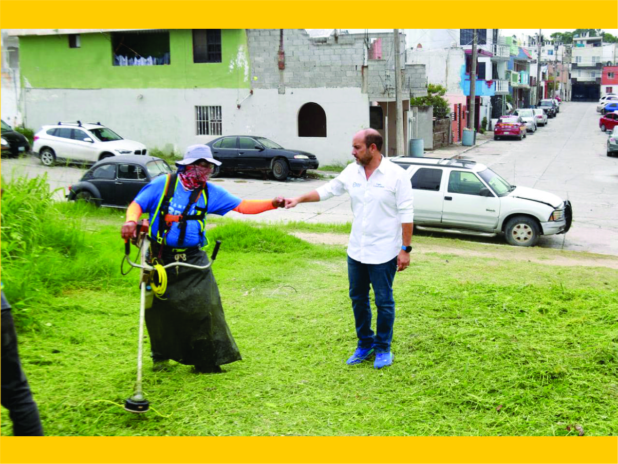 Trabaja Servicios Públicos de Tampico en el mantenimiento de parques y áreas verdes